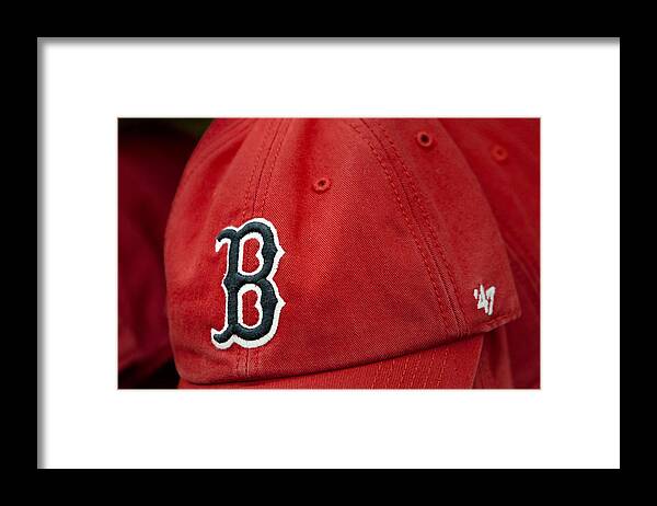 Baseball Framed Print featuring the photograph Boston Red Sox Baseball Cap by Susan Candelario