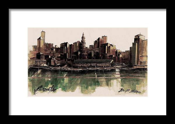 Fineartamerica.com Framed Print featuring the painting Boston Skyline Number 3311 by Diane Strain