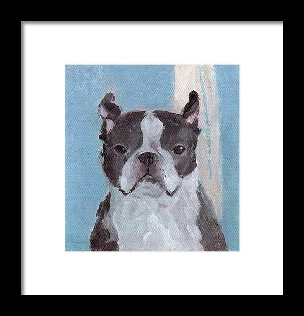 Boston Terrier Framed Print featuring the painting Boston Terrier by Kazumi Whitemoon