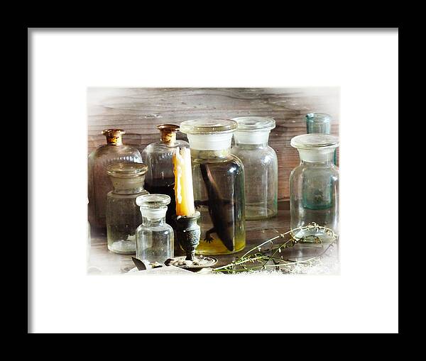 Speciman Framed Print featuring the photograph Bottles with Reptiles by Jessica Levant