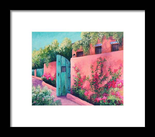 Landscape Framed Print featuring the painting Bougainvillea Wall by Candy Mayer