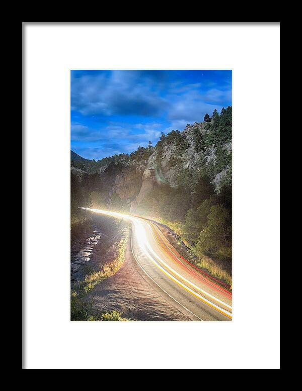 Night Framed Print featuring the photograph Boulder Canyon Neon Light by James BO Insogna