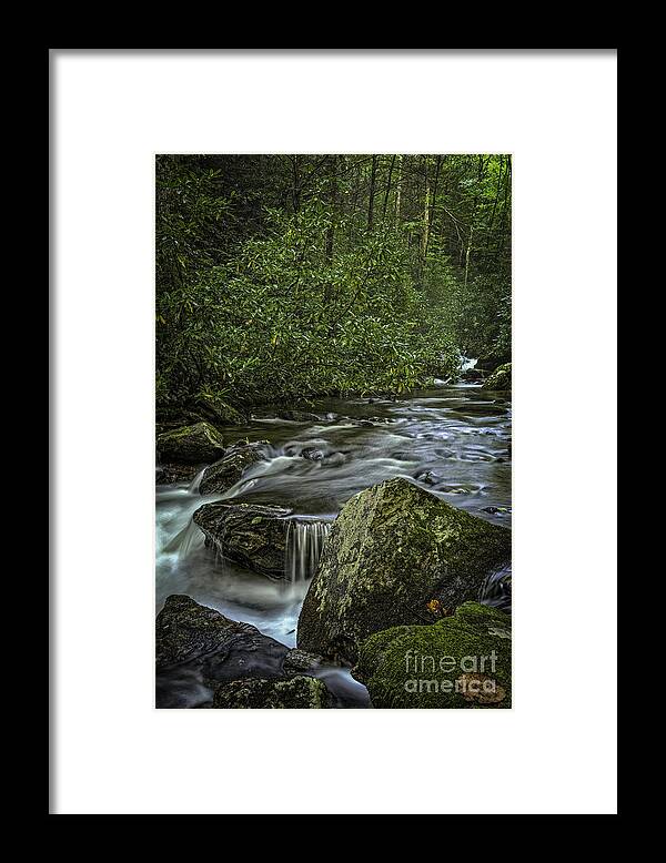 Water Framed Print featuring the photograph Boulders and Stream by David Waldrop