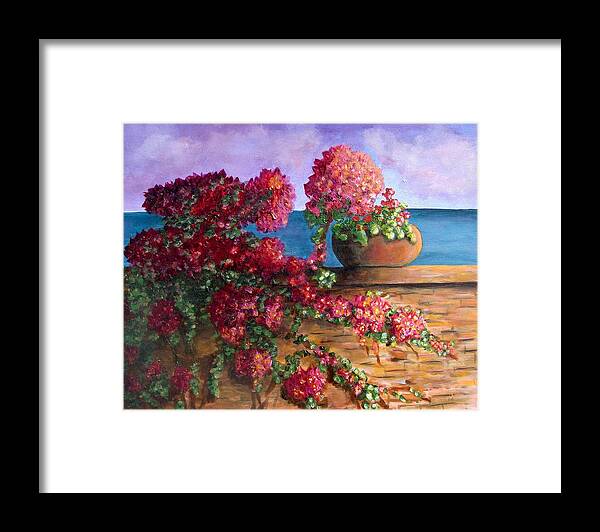 Bougainvillea Framed Print featuring the painting Bountiful Bougainvillea by Laurie Morgan