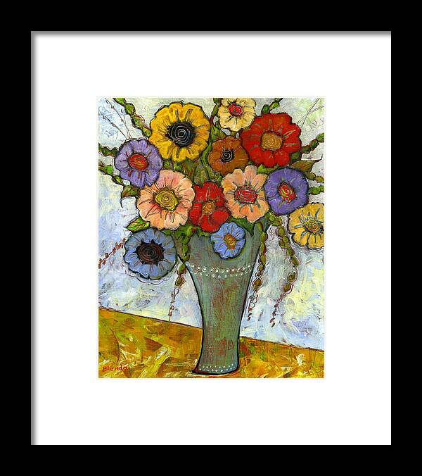 Whimsical Framed Print featuring the painting Whimsical Bouquet of Flowers by Blenda Studio