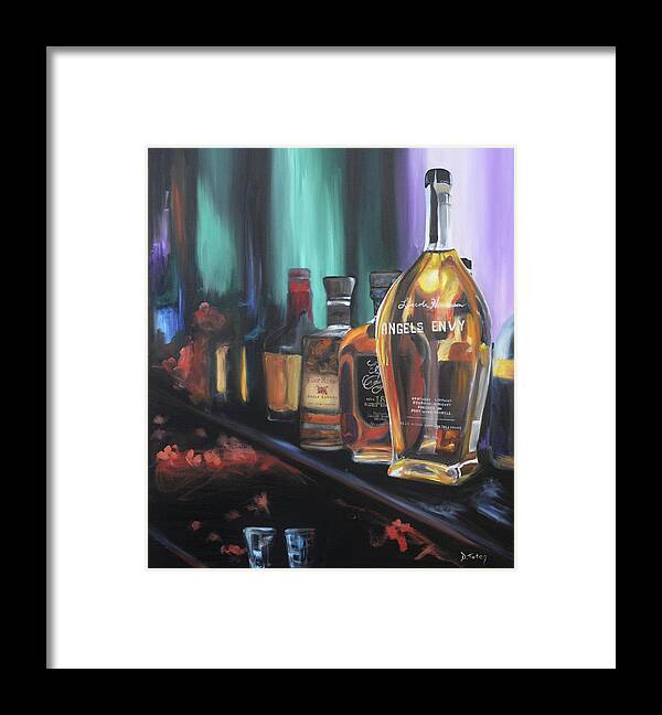 Bourbon Framed Print featuring the painting Bourbon Bar Oil Painting by Donna Tuten