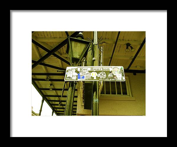 Bourbon Framed Print featuring the photograph Bourbon St Sign Travel Stickers by Michael Morgan