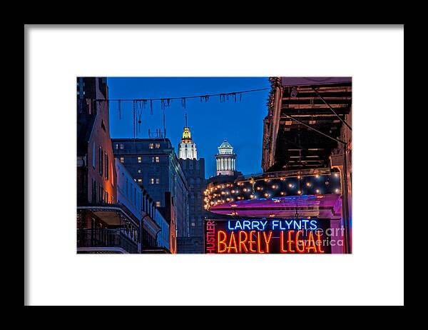 Spires Framed Print featuring the photograph Bourbon Street and CBD Lights by Kathleen K Parker