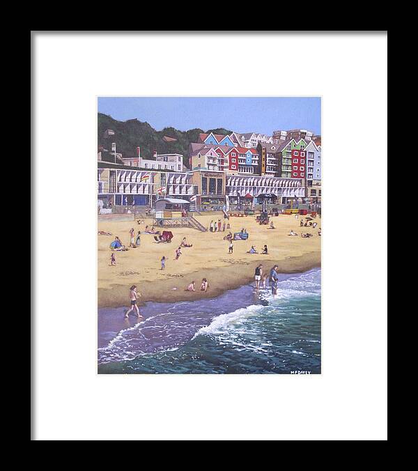 Bournemouth Framed Print featuring the painting Bournemouth boscombe beach sea front by Martin Davey