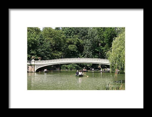Bow Bridge Framed Print featuring the photograph Bow Bridge And Row Boats by Christiane Schulze Art And Photography