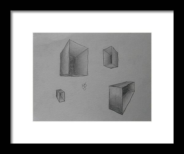 Boxes Framed Print featuring the drawing Boxes by AJ Brown