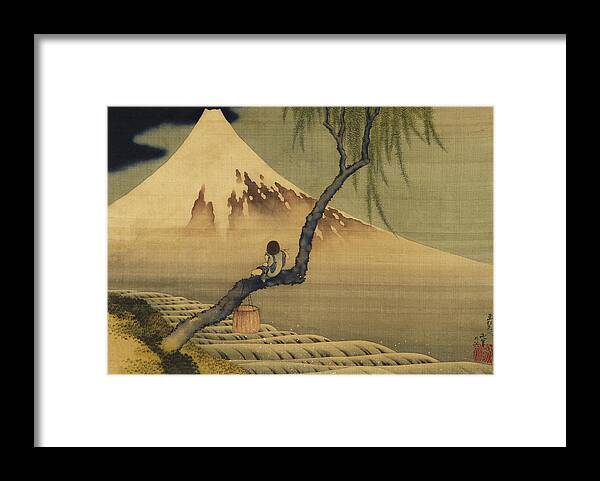 Katsushika Hokusai Framed Print featuring the painting Boy Viewing Mount Fuji by Katsushika Hokusai