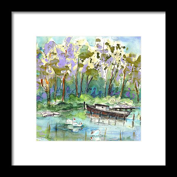 Travel Framed Print featuring the painting Bray sur Seine 01 by Miki De Goodaboom