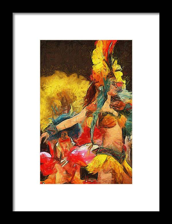 Brazilian Carnival Framed Print featuring the painting Brazilian Carnival by Inspirowl Design