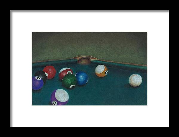 Pool Table Framed Print featuring the drawing Break by Troy Levesque