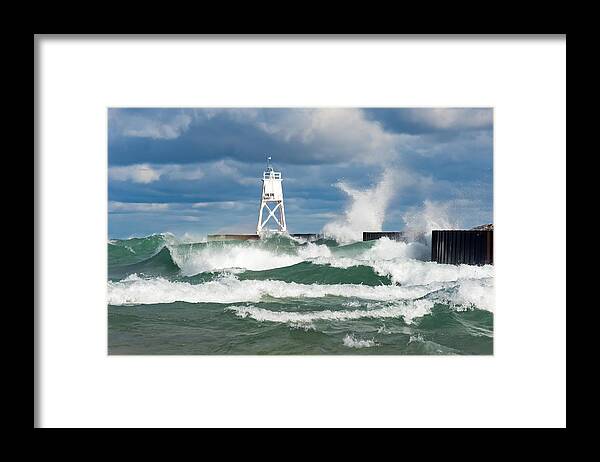 Waves Framed Print featuring the photograph Break Wall Waves by Gary McCormick