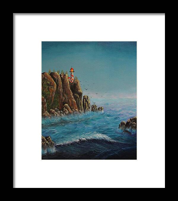 Lighthouse Framed Print featuring the painting Breakers at Lighthouse Point by Bob Williams