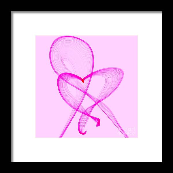 Digital Framed Print featuring the digital art Breast Cancer Awareness . Love by Renee Trenholm