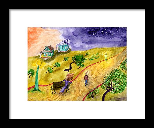 Jim Taylor Framed Print featuring the painting Breezy Dusk In The Park by Jim Taylor