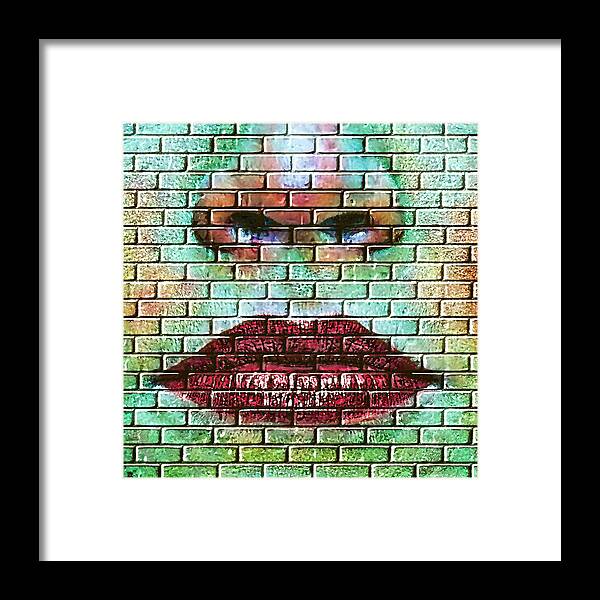 Lips Framed Print featuring the mixed media Brick Kisses by Tyler Robbins