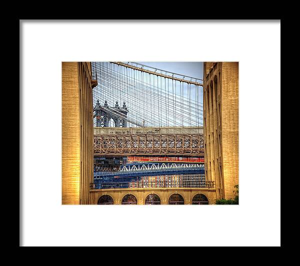 Brooklyn Framed Print featuring the photograph Bridge Convergence in Brooklyn by Vicki Jauron