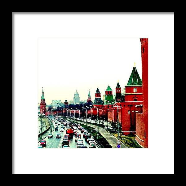 Bridge Framed Print featuring the photograph #bridge #red #kremlin #architecture by Max Lolinberg