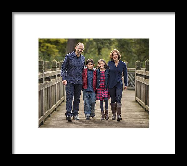 Andy And Cristi Rivas Framed Print featuring the photograph Bridge Walk - Group Hug by Lori Grimmett