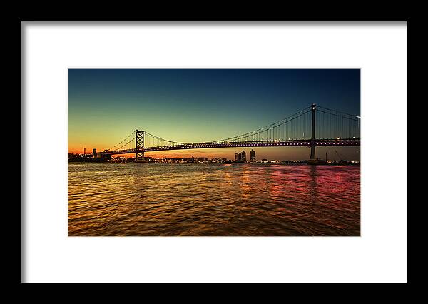 Landscape Framed Print featuring the photograph Bridged Glow by Rob Dietrich
