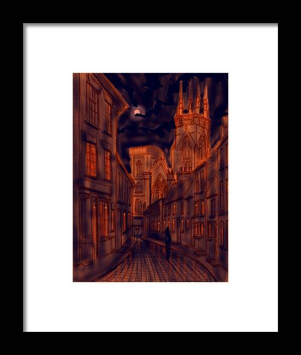 Ipad Framed Print featuring the painting Bridlington Priory in Orange and Blue by Glenn Marshall