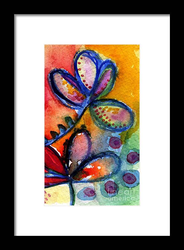 Abstract Framed Print featuring the painting Bright Abstract Flowers by Linda Woods