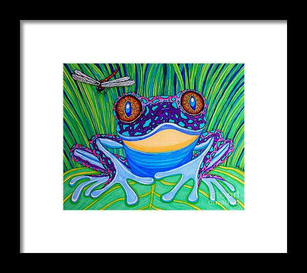 Frog Framed Print featuring the drawing Bright Eyed Frog by Nick Gustafson