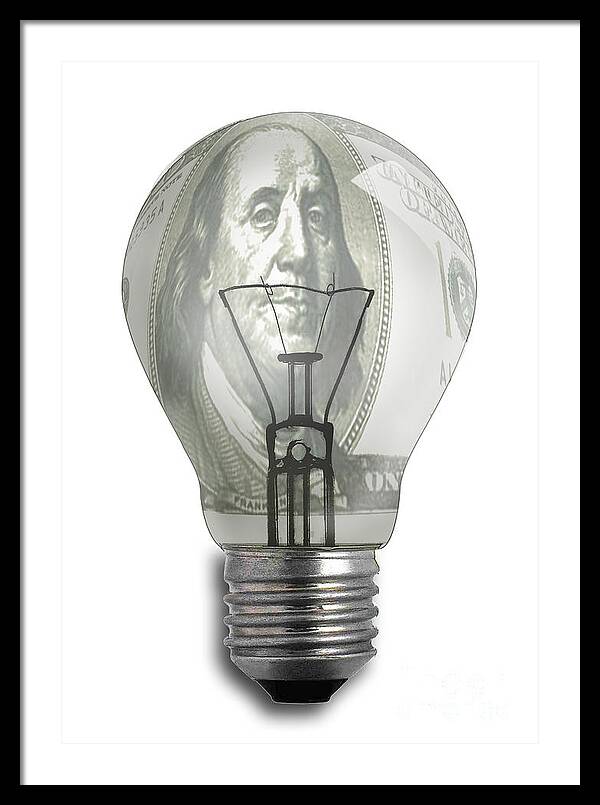 Light Bulb Framed Print featuring the digital art Bright Idea-2 by Chris Van Es