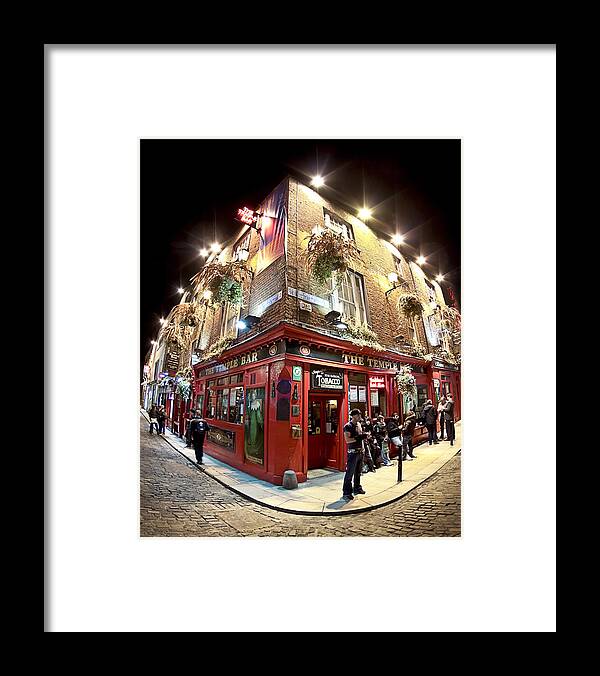 Dublin Framed Print featuring the photograph Bright Lights of Temple Bar in Dublin Ireland by Mark E Tisdale