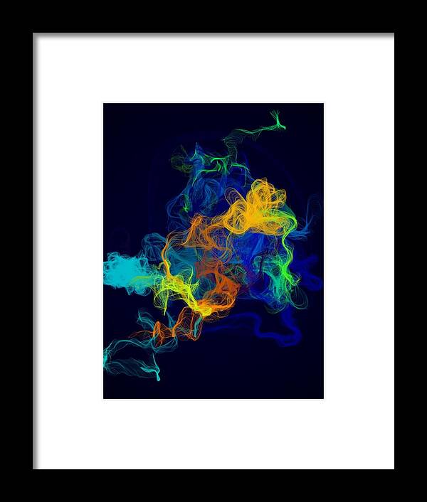 Abstract Framed Print featuring the photograph Brighty Lit On Deep Blue by Louise Mingua