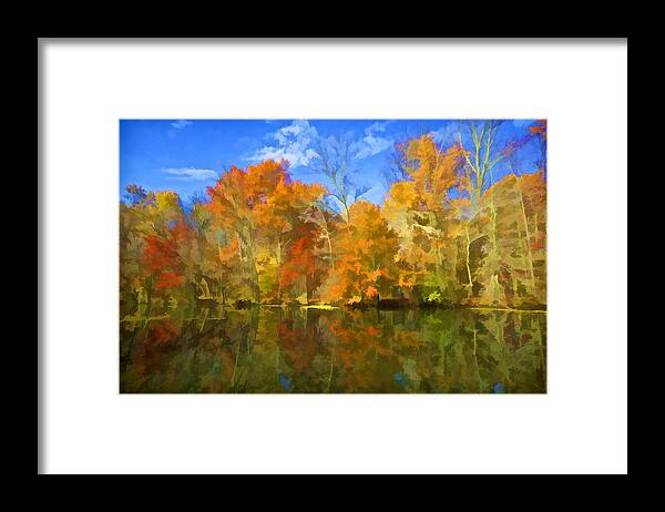 1834 Framed Print featuring the photograph Brilliant Bright Colorful Autumn Trees on the Canal by David Letts