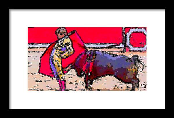Bull Framed Print featuring the painting Brilliant Bullfighter by Bruce Nutting