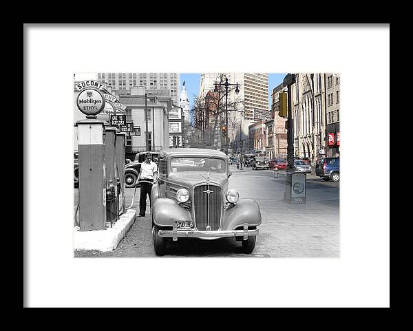 Philadelphia Framed Print featuring the photograph Broad Street Socony by Eric Nagy