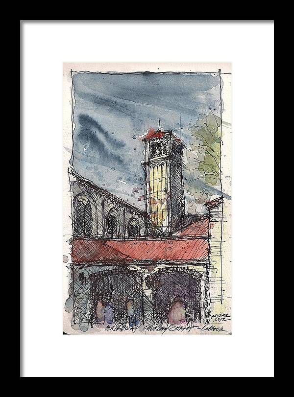 Tim Oliver Framed Print featuring the mixed media Broadway Church of Christ study by Tim Oliver
