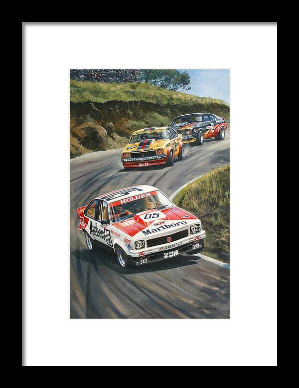 Peter Brock Framed Print featuring the painting 'Brock's Bathurst 1979' by Colin Parker