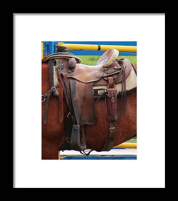 Saddle Framed Print featuring the photograph Broke In by Ann E Robson