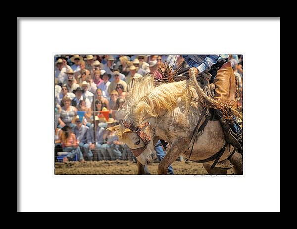 Jordan Valley Ranch Rodeo Framed Print featuring the photograph Broncs 74 by Mary Williams Hyde