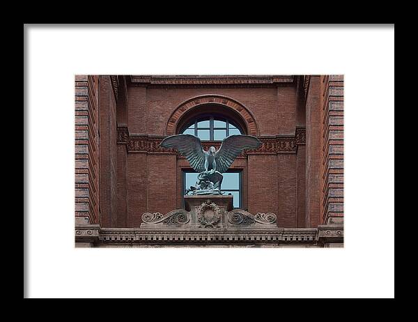 Omaha Framed Print featuring the photograph Bronze Eagle - Omaha Building by Nikolyn McDonald