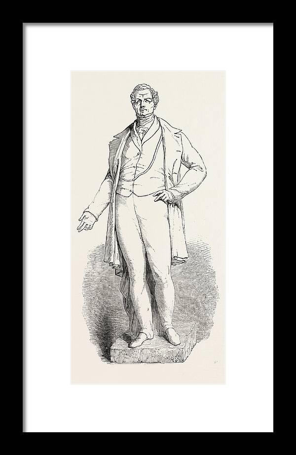 Bronze Framed Print featuring the drawing Bronze Statue Of The Late Sir R. Peel by Baily, Edward Hodges Ra Frs (1788-1867), English