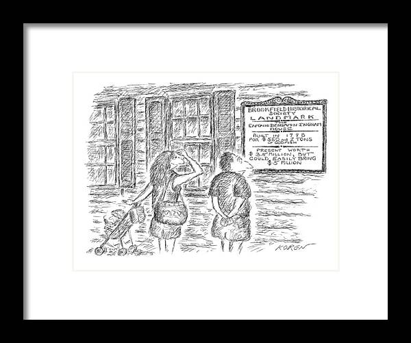 Prices Framed Print featuring the drawing Brookfield Historical Society Landmark
The by Edward Koren