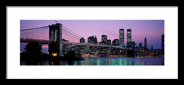 Photography Framed Print featuring the photograph Brooklyn Bridge New York Ny Usa by Panoramic Images