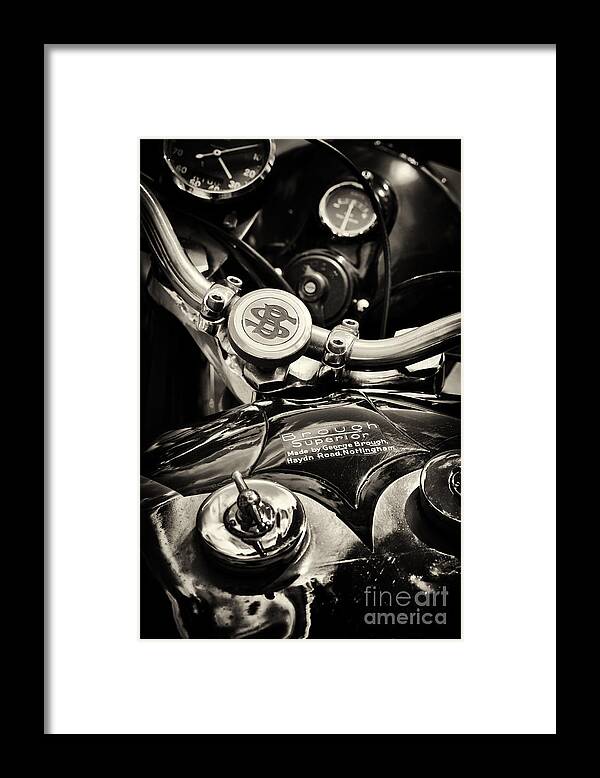 Brough Superior Framed Print featuring the photograph Brough Superior SS100 Sepia by Tim Gainey