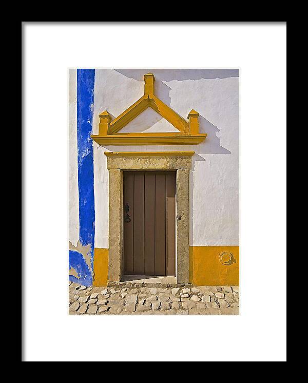 Arch Framed Print featuring the photograph Brown Wood Door Of Obidos by David Letts