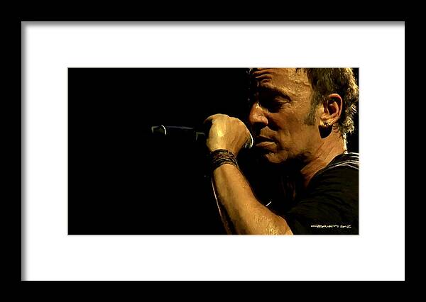 Bruce Springsteen Framed Print featuring the digital art Bruce Springsteen performing The River at Glastonbury in 2009 - 3 by Gabriel T Toro