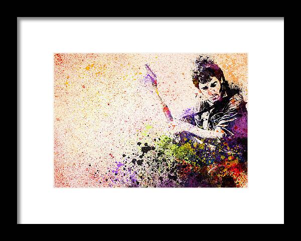 Bruce Springsteen Framed Print featuring the painting Bruce Springsteen Splats 2 by Bekim M