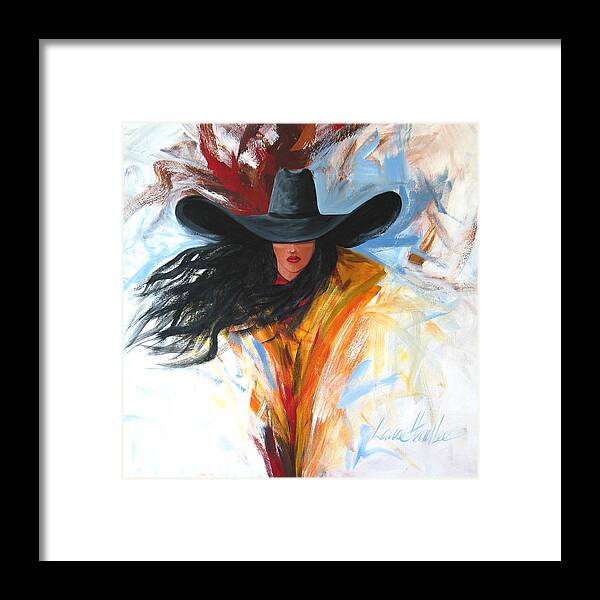 Cowgirl Framed Print featuring the painting Brushstroke Cowgirl by Lance Headlee